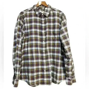 Levi’s Flannel Plaid Long Sleeve Button Down Shirt Size XL